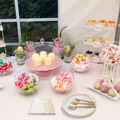 WXLDGHQ White and Gold Paper Plates Napkins Party Supplies,Disposable Gold Dot Paper Dessert Plates,105 PCS Birthday Plates and Napkins Party Supplies for Wedding(Serves 35 Guests 7") - Image 2