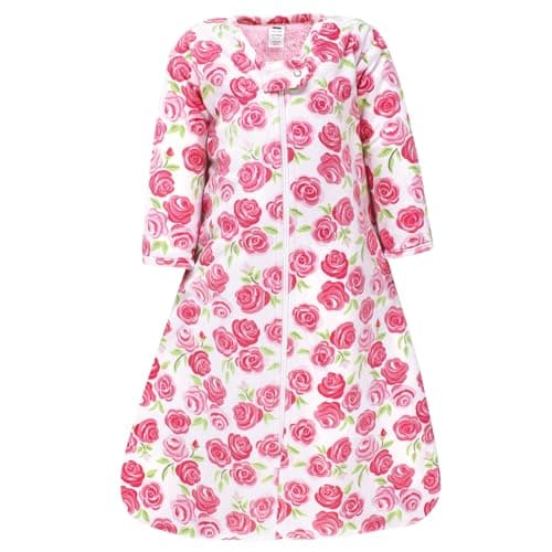 Hudson Baby Unisex Baby Long Sleeve Plush Faux Fur Sleeping Bag, Wearable Blanket, Pink Roses, 12-18 Months - Image 1