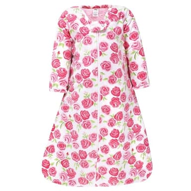 Hudson Baby Unisex Baby Long Sleeve Plush Faux Fur Sleeping Bag, Wearable Blanket, Pink Roses, 12-18 Months - Image 1