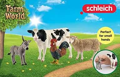 Schleich Farm World - Starter Set, Includes 4 x Collectible Toy Farm Animals, Cow, Sheep, Donkey Foal and Rooster Farm Animal Toys for Kids Ages 3+ - Image 5