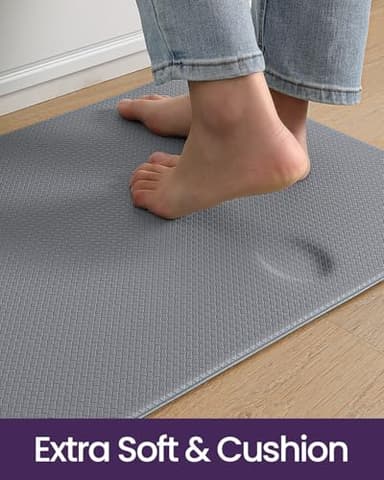 DEXI Kitchen Floor Mats Cushioned Anti Fatigue, 23x94, Large Long Standing Runner Rug Waterproof, Comfort Memory Foam Padded for Front Sink Laundry, Grey - Image 3
