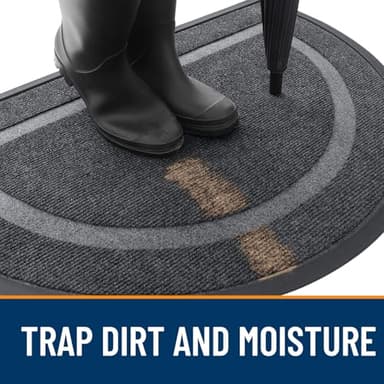 OLANLY Half Circle Door Mat Indoor Outdoor Entrance Welcome, Waterproof All-Season, All-Weather Doormat, Sturdy Natural Rubber, Low Profile, Easy Clean Patio Porch Entryway Mat, 29.5x17, Grey - Image 6