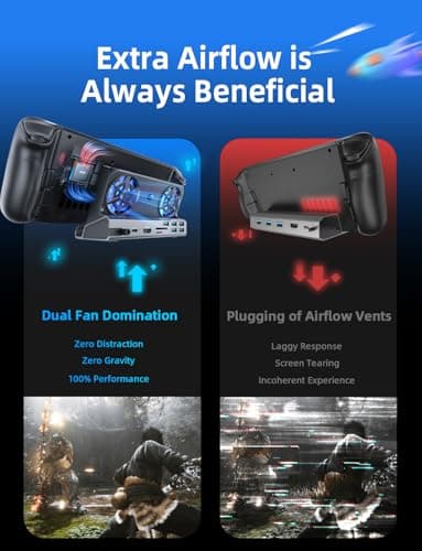 LISEN 10-IN-1 Docking Station for Steam Deck OLED&ROG Ally X&Legion Go, Dual Cooling Fan 5 USB Ports and 4K@60Hz, 100W Charging Port Support ROG Ally 30W Mode, Gigabit Ethernet Fit for Steam Deck OLED - Image 4