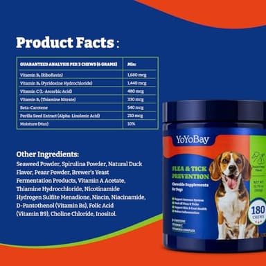 YoYoBay Flea and Tick Prevention for Dogs Chewable - 180 Soft Chews, Duck & Pear Flavor - Dog Flea and Tick Treatment Chewable, Natural Defense- Dog Immune Support Supplement - Image 8