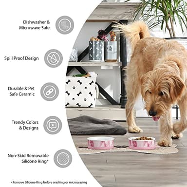 Bone Dry Dog Bone Ceramic Pet Bowl & Canister, Small, 4.25x2, Hunter Green, 2 Count - Image 7
