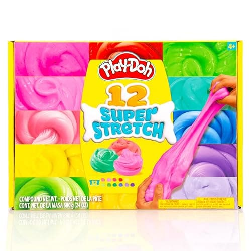 Play-Doh Super Stretch 12-Pack Playdoh Variety Kit, Kids Gifts, Popular Toys, Party Favors for Ages 8-12, Bulk Compound Packs - Image 1