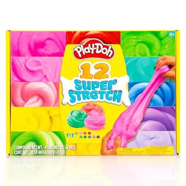 Play-Doh Super Stretch 12-Pack Playdoh Variety Kit, Kids Gifts, Popular Toys, Party Favors for Ages 8-12, Bulk Compound Packs - Image 1