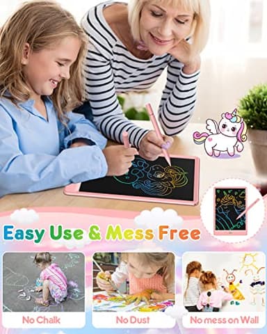 FLUESTON LCD Writing Tablet, Doodle Board Toys Gifts for 3-8 Year Old Girls Boys, 10 Inch Colorful Electronic Board Drawing Pad for Kids, Gifts for Toddler Educational Learning Travel Birthday, Pink - Image 6