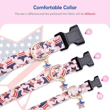 Faygarsle Cotton Dogs Collar Cute 4th of July Independence Day Dog Collars Pink Blue American Flag Star Patterns Dog Collarfor Girl Female Boy Male Small Medium Large Dogs L - Image 4
