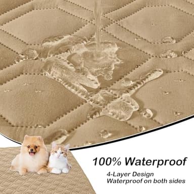 hyha Waterproof Dog Bed Blanket, Soft Pet Blankets, Waterproof Couch Cover for Dogs, Reversible Sofa Covers Washable for Furniture (82x82 Inch, Camel/Beige) - Image 2