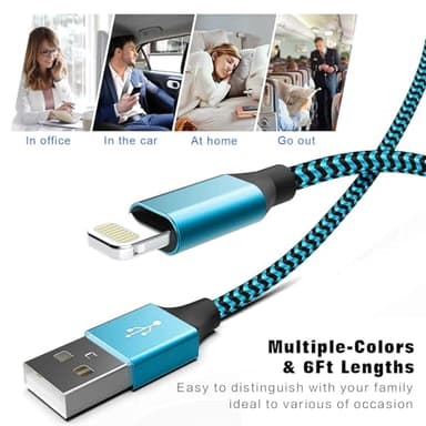 SHUSEL for iPhone Charger 3 Pack 6FT USB Lightning Cable MFi Certified Fast Charging Nylon Braided for iPhone Charger Cord Compatible with iPhone 14 Plus 14 pro max 13 12 11 XS X XR 8 Plus 7 6 SE 5s - Image 6