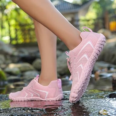 UBFEN Water Shoes Aqua Swim Shoes Mens Womens Beach Sports Quick Dry Barefoot for Boating Fishing Diving Surfing Z8 Pink Color Size US 7 Women 6 Men - Image 6