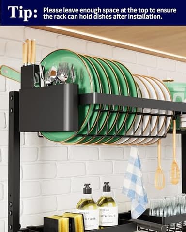 Kitsure Over The Sink Dish Drying Rack - 30.0" to 33.9" x 21.5", Adjustable Sink Drying Rack for Kitchen Sink with Multifunctional Baskets, Black - Image 3