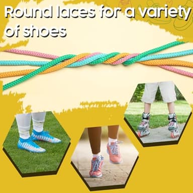 LUOFMISS Round Shoe Laces for Sneakers,2 Pairs Solid Color Shoelaces for Boots and Athletic Shoes - Image 4