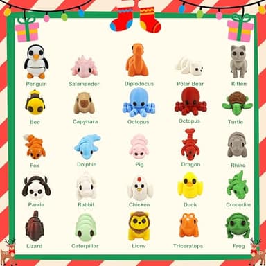 25 pcs Animal Figurines, 3D Printed Animal Figurines Set, Articulated, Party Favors, Pocket Fidget Toys Bulk, Goodie Bag Stuffers, Gifts for Boys Girls Toddlers, Office Desk Pets, Classroom rewards - Image 5