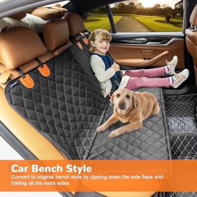 URPOWER Dog Car Seat Cover for Pets 100% Waterproof Seat Cover Hammock 600D Heavy Duty Scratch Proof Nonslip Durable Soft Back Seat Covers for Cars Trucks and SUVs - Image 4