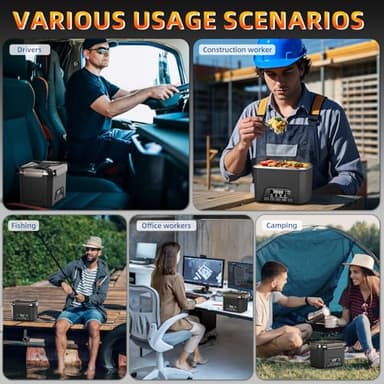 Cordless Electric Lunch Box, 1.2L Self Heating Lunch Box Battery Powered with Automatic Heating, BPA Free, Meal Prep Friendly (Black) - Image 6