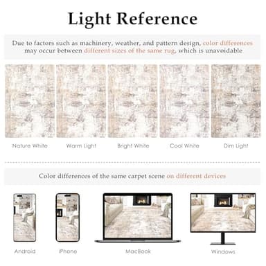 WondRg 9x12 Area Rug Beige Grey Abstract Living Room Bedroom Washable Carpet Neutral Modern Non Slip Soft Low Pile Indoor Large Throw Rug for Dining Room Office - Image 8