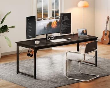 Coleshome 71 Inch Computer Desk with USB Ports, Large Office Desk, Long Study Student Writing Desk, Black - Image 8