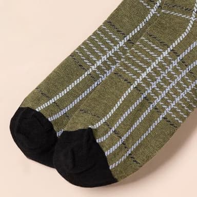 Amazon Essentials Mens Comfortable Patterned Dress Socks, 5 Pairs, Black/Brown/Dark Grey/Green/Grey, Size 13-15 - Image 4