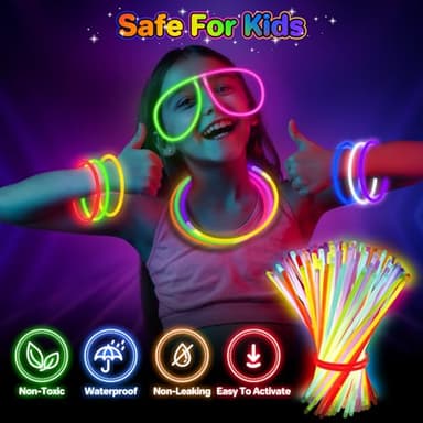 SpringFlower 100 PCS Glow Sticks Bulk Party Favors, 8" Glow in the Dark Party Supplies, Light Sticks for Party Favors Glow Necklaces and Bracelets for Kids or Adults - Image 4