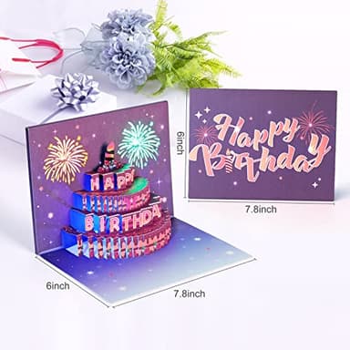 Yinqing 16th Birthday Cards, Light and Music Birthday Cake Happy Birthday Card, 3D Pop Up Birthday Gift Greeting Card for Kids Boys Girls Sister Daughter Son - Image 2