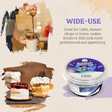 52USA Blueberry Popping Boba (500g), Popping Pearls for Bubble Tea, Beverages, Sweets, Ice Cream, Shakes, Desserts & Smoothies Topping, 1.1 Pound (Pack of 1) - Image 6