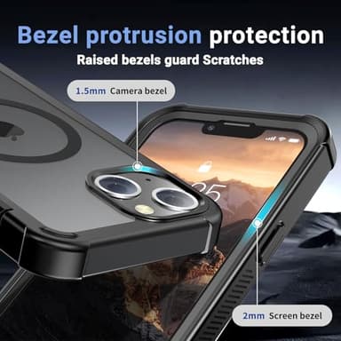 jaroco Magnetic for iPhone 14 Case, [Compatible with MagSafe][Military Grade Drop Protection][Heavy Duty Protection][Non-Slip][Shockproof] 2-Layer Durable Bumper Phone Case 6.1''-Black - Image 6