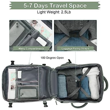 Hanples Extra Large Travel Backpack for Women as Person Item Flight Approved, 40L Carry On Backpack, 17 Inch Laptop Waterproof Hiking Casual Bag(Olive Green) - Image 5