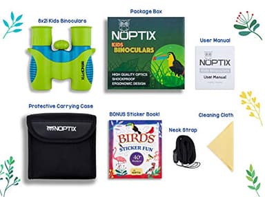 Binoculars for Kids, Girls or Boys Real Kids Binoculars in Vibrant Green Blue - Includes Sticker Book with 40 Bird Species - Small Toys for Toddlers - Image 3