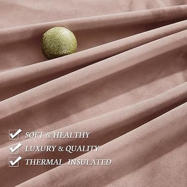 RYB HOME Dusty Pink Velvet Curtains 108 inches for Bedroom, Rod Pocket Soft Fabric Curtains & Drapes for Living Room, Sliding Glass Door, W 52 x L 108, 2 Panels Set - Image 3