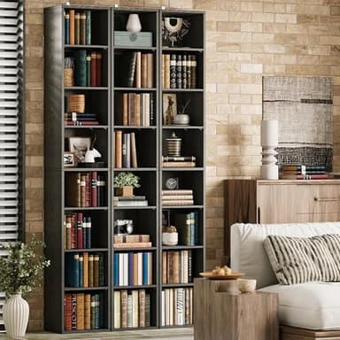 IRONCK Tall Narrow Bookshelf 8 Tiers, Compact Corner Bookcase, Easy to Match for Living Room, Office, Study, Bedroom, Vintage Black - Image 7