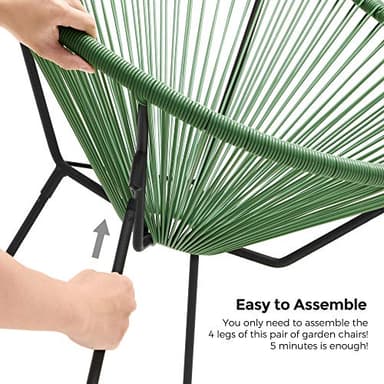 SONGMICS 3-Piece Outdoor Seating Acapulco Chair, Modern Patio Furniture Set, Glass Top Table and 2 Chairs, Indoor and Outdoor Conversation Bistro Set, Light Green UGGF011C01 - Image 7