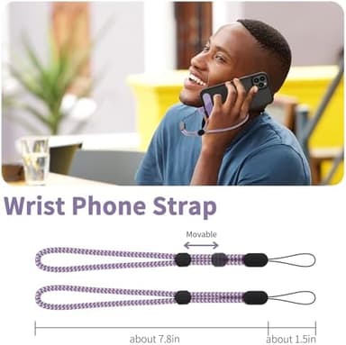 CACOE Phone Lanyard 2 Pcs-1 Pcs Adjustable Neck Strap, 1 Pcs Wrist Strap, 2 Pads, Universal Crossbody Multifuctional Cell Phone Lanyards Compatible with Most Smartphones(Purple Blue - Image 4