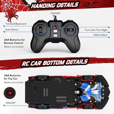 Remote Control Car with One Button Transformation, RC Cars Transforming into Robot, 2.4Ghz 360 Degree Rotation Police Car with Light, 1:18 Scale Transform Toys for Boys Girls Kids 4-7 8-12 6-8 - Image 6