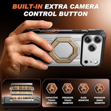 TONGATE for iPhone 17 Pro Max Case with 360° Spin Magnetic Stand, [Compatible with MagSafe][Military-Grade Protection] with Screen Protector & Camera Control Cover for iPhone 17 ProMax, ClearGold - Image 6