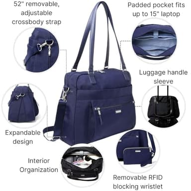 Overnight Expandable Laptop Tote - 16.5"x13.5" Lightweight Weekender Carry-on Travel Bag for Women - Image 3