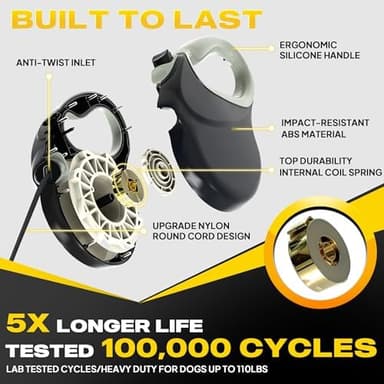 Fida Upgraded Retractable Dog Leash 30ft, Heavy Duty Pet Walking Leash for Medium/Large Breed up to 110 lbs, 360° Tangle-Free Long Retract Dog Lead, Soft Grip, One-Hand Brake, Black - Image 4