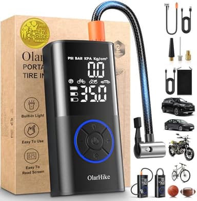 OlarHike Tire Inflator Portable Air Compressor, Smart Dual Hose System, 160PSI Auto Air Pump for Car Tires, Bike,Bicycle, Motorcycles,Electric Pump with LED Light & Digital Pressure Gauge - Image 1