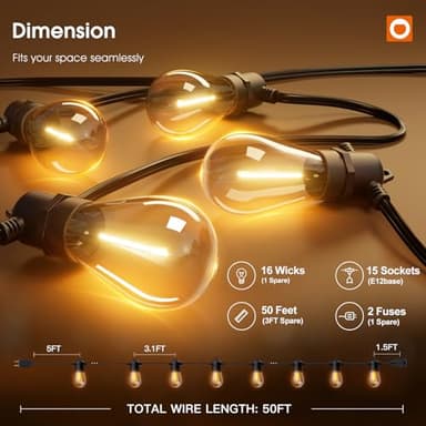 addlon 50FT LED Outdoor String Lights with Edison Shatterproof Bulbs, Weatherproof Strand, Commercial Grade Patio Lights, Decorative for Garden or Patio, Black - Image 6