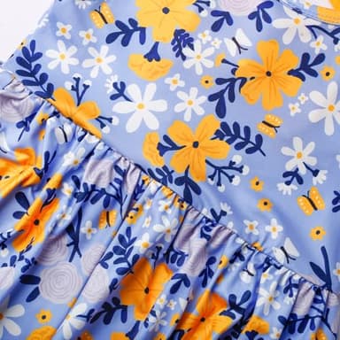 Girls Floral Dress Boho Sleeveless Dresses Casual Party Beach Sundress Daisy Toddler Summer Dress Sunflower Clothes for Kids 6-7T Blue/1930 - Image 5