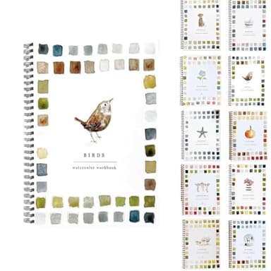 Emily Lex Studio Watercolor Workbook for Beginner,44 Spiral-Bound Pages Dispersed Beginner Friendly Watercolor Workbooks for Adults,Arts and Crafts Supplies Gift (Birds) - Image 1
