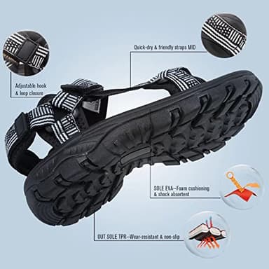 EQUICK Comfortable Walking Sandals for Women Open Toe Strap Sport Sandal Anti-skidding Outdoor Water Sandals Athletic Sandals for Spot/Beach/Poolside/Cruise/Travel/Wedding-U222SLX027-White-42 - Image 4