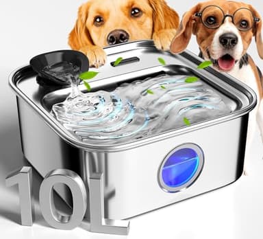 oneisall Dog Water Fountain for Large Dogs, 10L/2.6Gal Dog Fountain Water Bowl with Multi-Filtration & Deeper Drinking Aera, Large pet Water Fountain with Water Window & LED, Ultra-Quiet - Image 1
