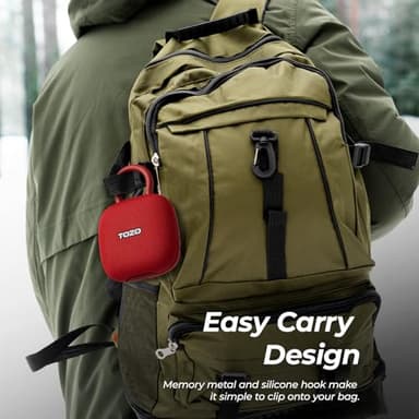 TOZO PE1 Portable Bluetooth Speakers with Adjustable Carabiner, Mini Bluetooth Wireless Shower Speaker with IPX8 Waterproof, 32H Playtime Punchy Bass Audio Speaker for Home, Outdoor and Travel, Red - Image 5
