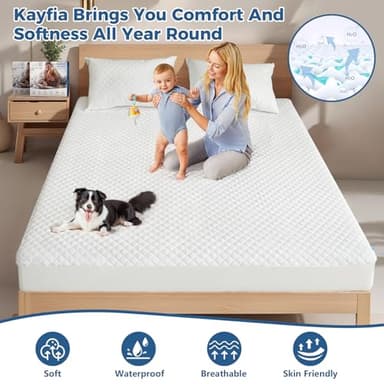 Kayfia Waterproof Mattress Protector, Full Size Soft Breathable 3D Air Fabric Mattress Cover, Noiseless Mattress Pad with Deep Pocket 6"-21" Machine Washable - Image 2