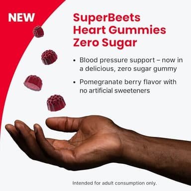 HumanN SuperBeets Heart Gummies - Beet Gummy with Energy Support, Grape Seed Extract & Beetroot Powder, Sugar Free - Pomegranate Berry Flavor, 60 Count - Image 3