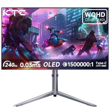 KTC 27-inch OLED Gaming Monitor | QHD 2560x1440P | 240Hz 0.03ms GTG | 1.5M:1 Contrast Ratio | DisplayHDR True Black 400 | 65W USB Type-C | Dual Speakers | Comes with Type-C, HDMI & DP Cables Included - Image 9