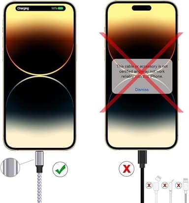TAKAGI for iPhone Charger, [MFi Certified] Lightning Cable 3PACK 6FT Nylon Braided USB Charging Cable High Speed Transfer Cord Compatible with iPhone 14/13/12/11 Pro Max/XS MAX/XR/XS/X/8/iPad - Image 6