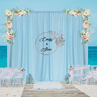 MYSKY HOME 30ft x 10ft Curtains Light Blue Backdrop Curtains for Parties Wedding Curtains Stage Curtains Rod Pocket Sliding Drapes Photography Backdrop for Baby Showers, 5ft x 10ft, 6 Panels - Image 4